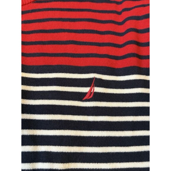 Men's XXL Nautica Striped Navy, White and Red Quarter Zip Long Sleeve Sweater - Picture 8 of 9